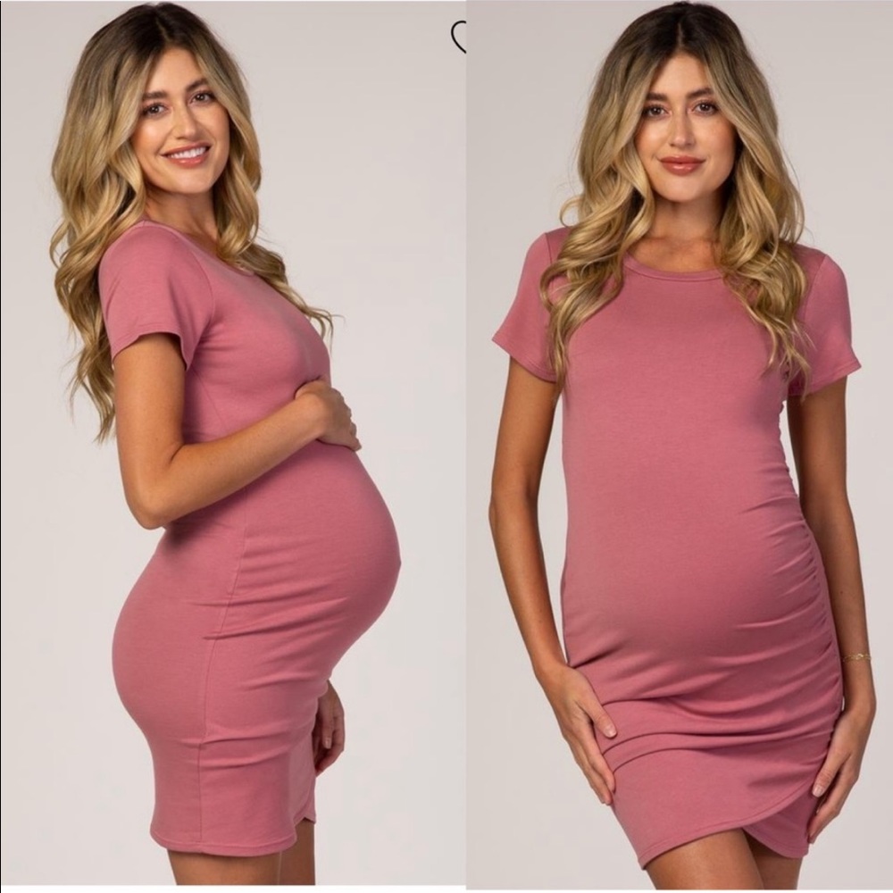 Pinkblush Mauve Pink Wrap Maternity T-Shirt Dress